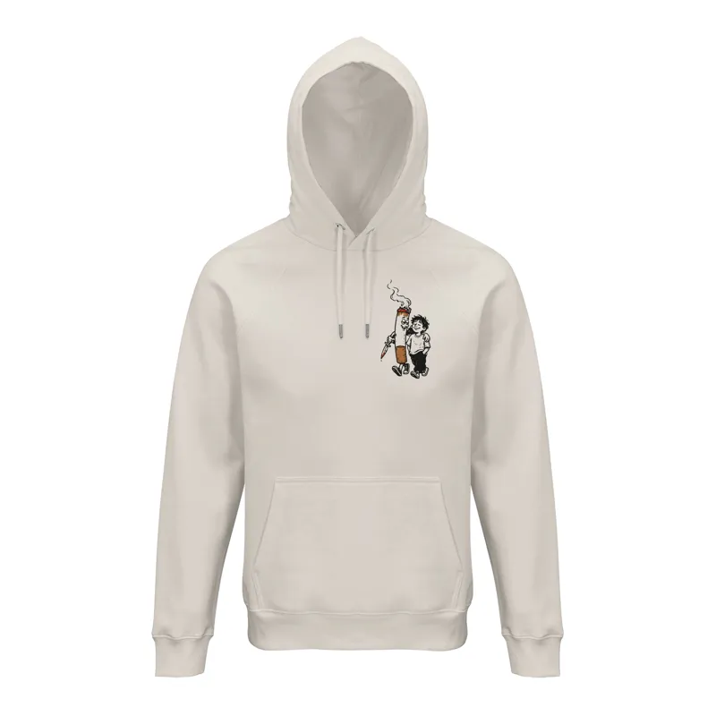Hoodie de face : petit dessin poitrine côté cœur, 9,6 cm